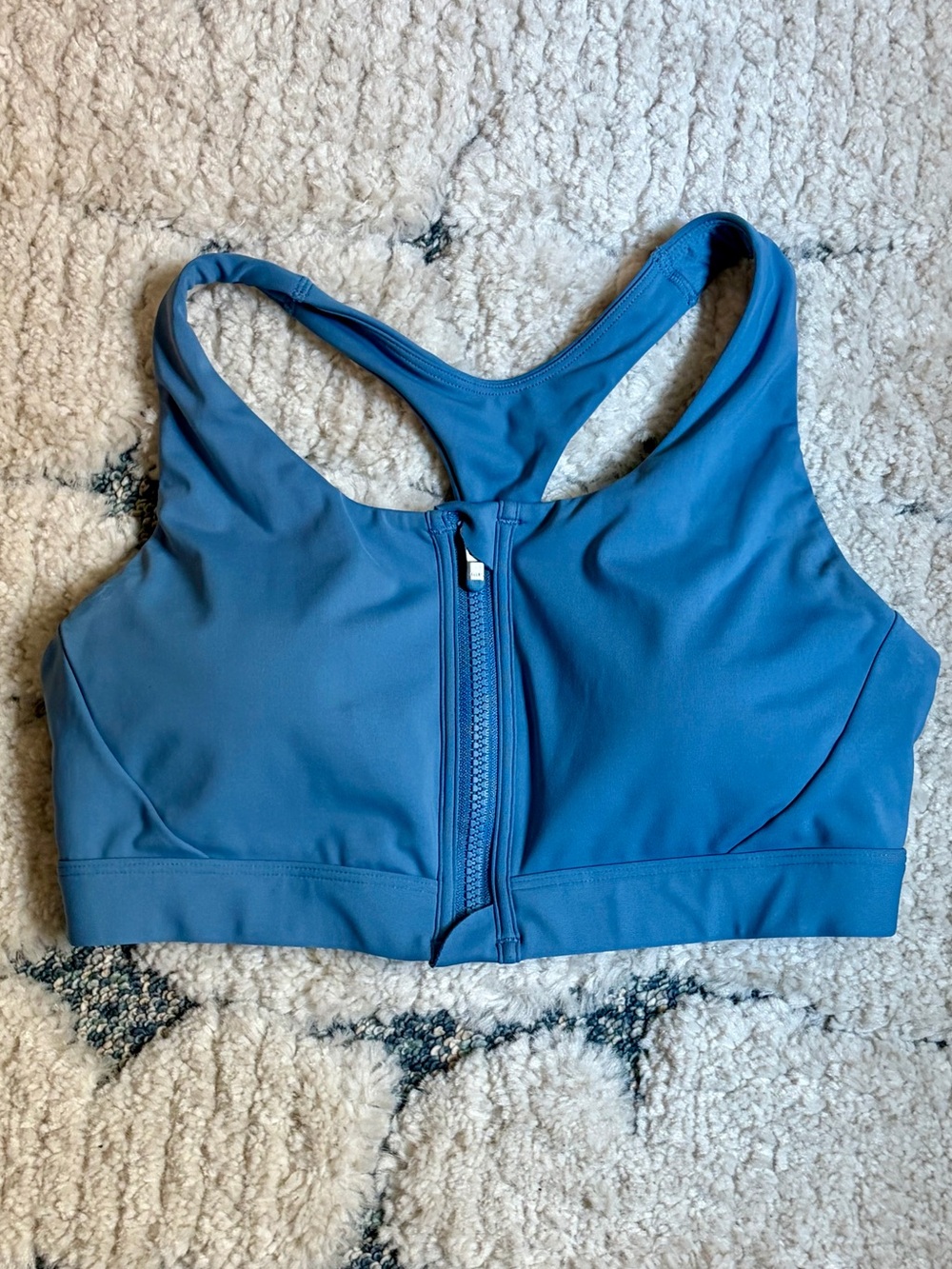 Like New Athleta Front-Zip Racerback Blue Sports Bra - Medium